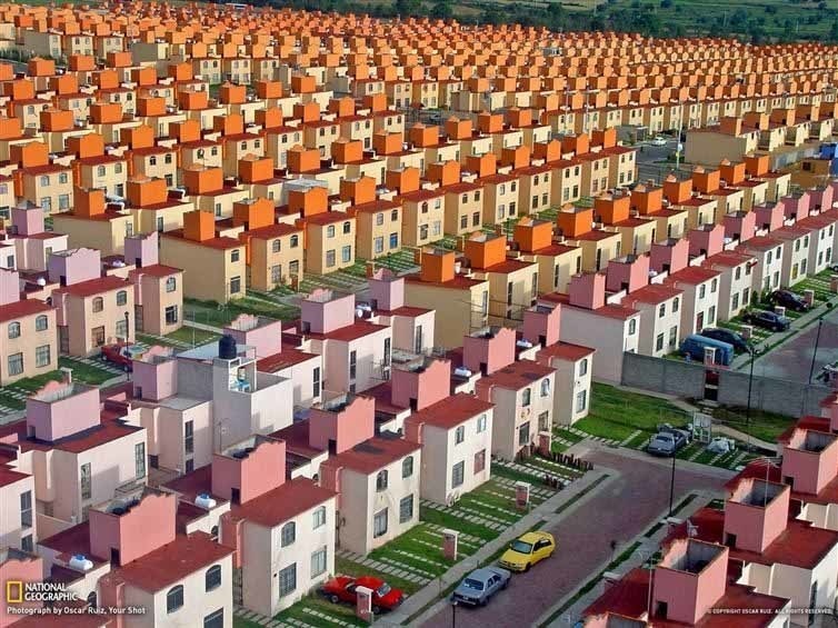 An actual housing complex in San Buenaventura, Mexico.