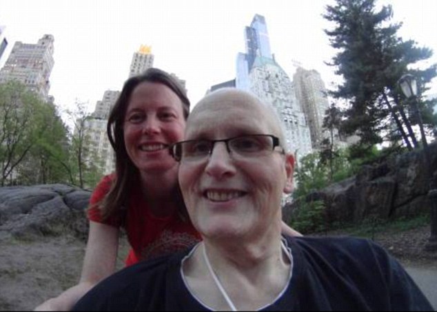 Life-changing: Smiling with his fiancée Rebecca in Central Park, Paul Mason, who once weight 70st has had up to 4st of excess skin removed from his body