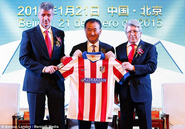 Opulent: Wang, who acquired 20 per cent Atletico Madrid for £34million just a few weeks earlier (pictured), leapfrogged Li Hejun who lost £9billion in just one hour