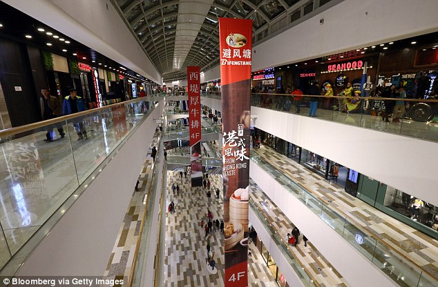 Global: Having already conquered China where he has 104 Wanda Plaza shopping malls (pictured), he wants 30 per cent of his company's income to come from outside the country by 2020