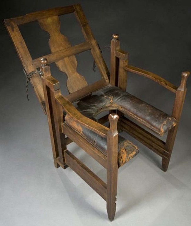 This is what they used to call a "birthing chair." Can you guess what it was used for?