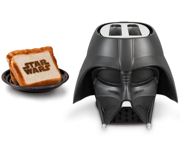 A Darth Vader toaster that burns the Star Wars logo into the side of your bread.