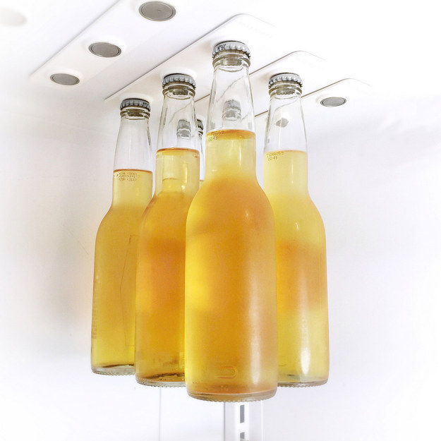 Magnetic beer storage for your fridge.