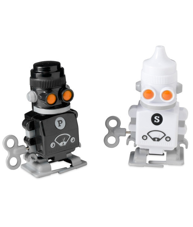 Wind-up salt and pepper robots.