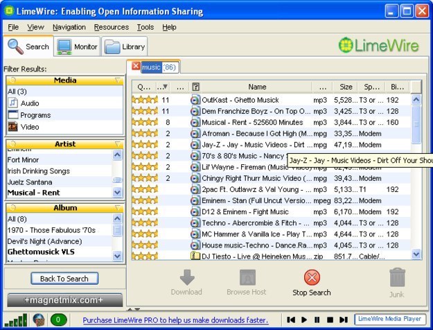 You open Limewire to download some new songs and get annoyed when a completely different song plays upon download.