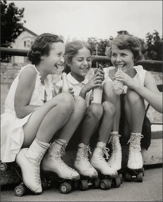 Happier and simpler times, hanging with friends while rollerskating and drinking soda.