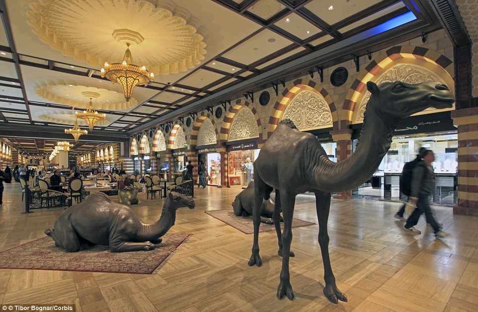 The opulent Dubai Mall comes complete with camel sculptures, gold chandeliers and countless luxe jewellery retailers in the area known as The Gold Souk