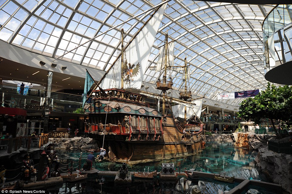 The West Edmonton Mall in Alberta, Canada, is the largest in North America and includes a pirate ship (pictured), gun range and waterpark