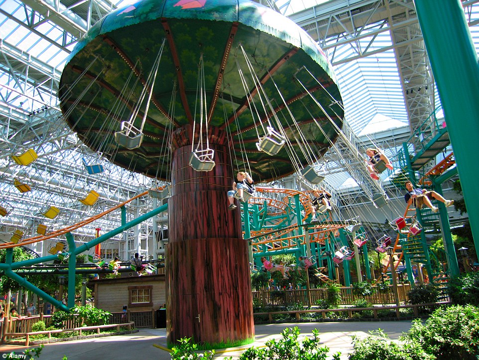 At the Mall of America in Bloomington, Minnesota, USA (near St. Paul), there are plenty of indoor amusement rides, like a mushroom swing