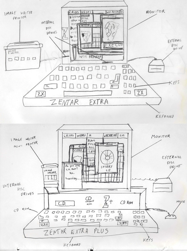 He also included detailed renderings of the computers he would use on the job.