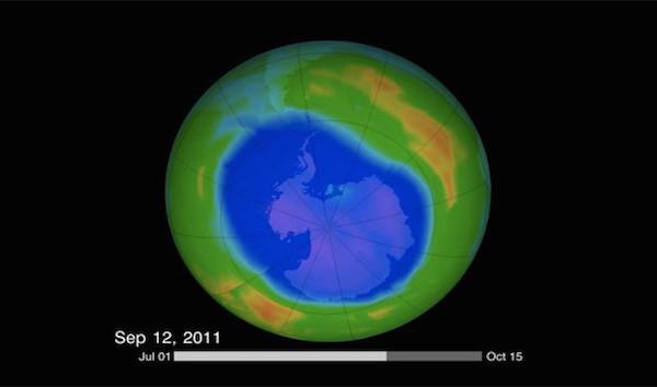 The ozone layer is shrinking and was smaller in 2012 than it had ever been in the last decade.