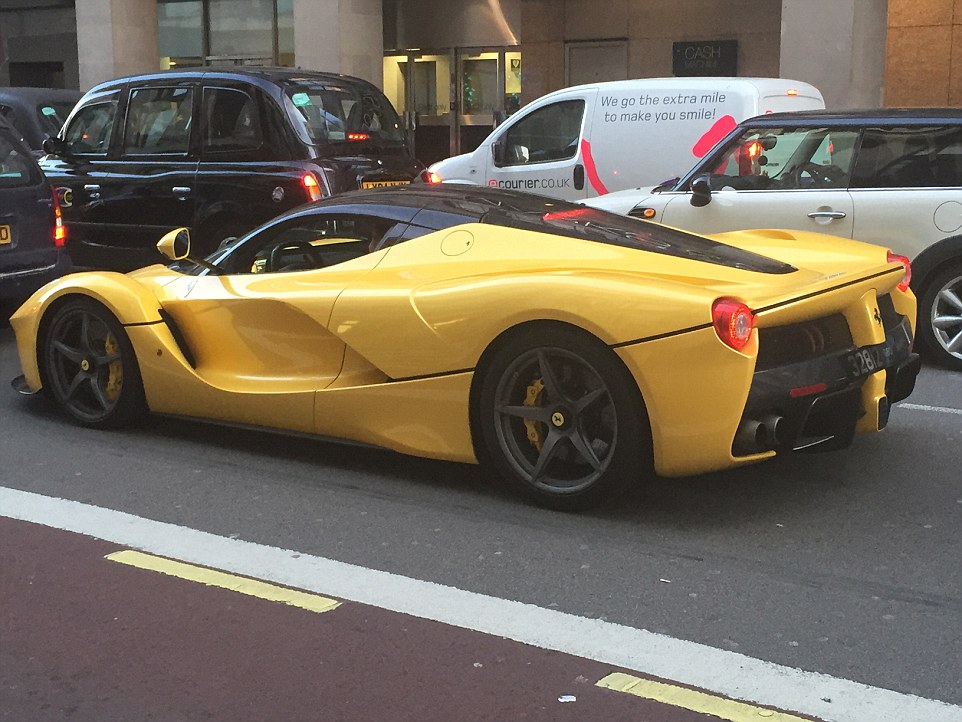 This yellow LaFerrari, spotted in Knightsbridge, is worth around £1m and has a top speed of 220mph. It can also reach 60mph in less than three seconds. It is one of dozens of supercars which have descended on the London streets for the summer 