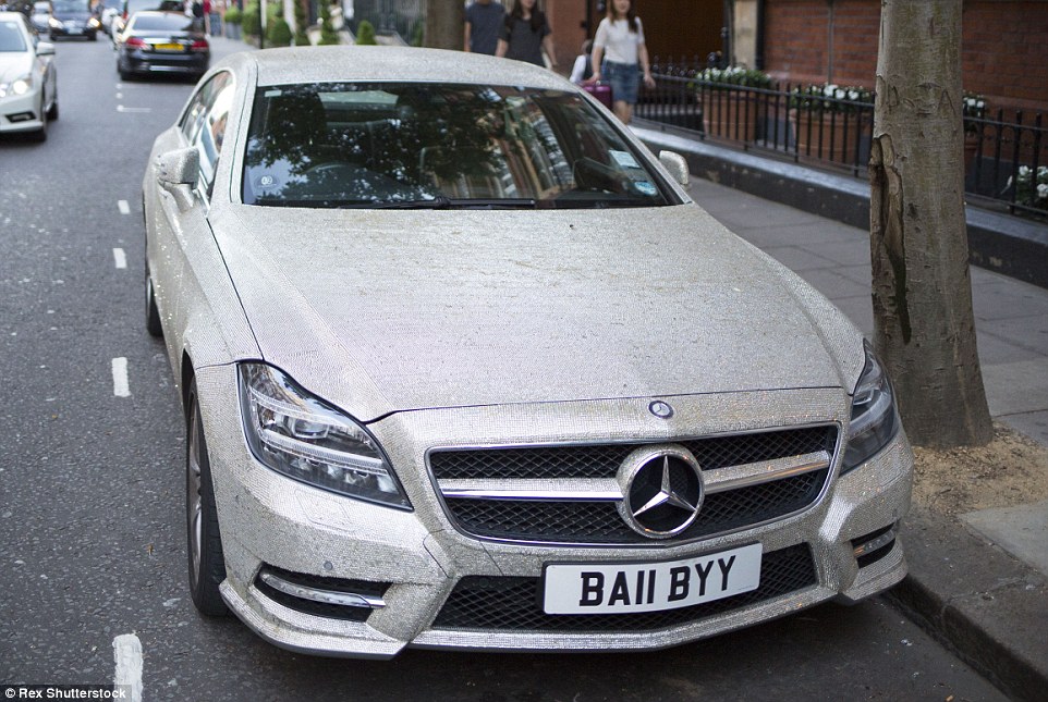 This Mercedes CLS with a British number plate jostled for some attention among the other foreign supercars in London, standing itself out from the crowd with its covering of Swarovski crystals