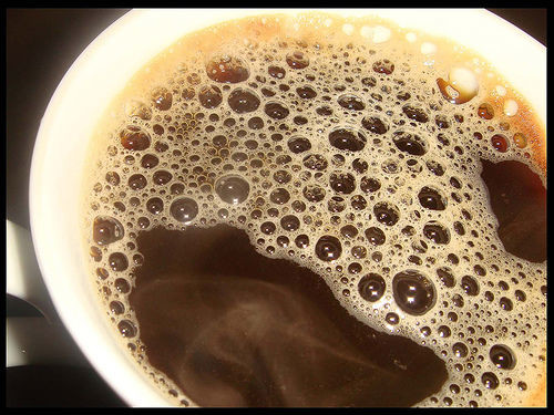 Predict the weather with a cup of coffee. High atmospheric pressure affects the bubbles in your coffee, so if there's bubbles in the center of the cup, expect rain or stormy weather.