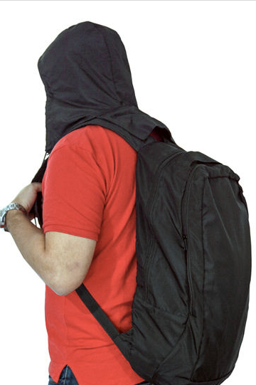 This backpack remembers to pack a hood for you.