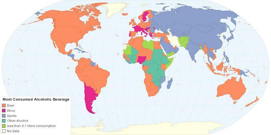 What each country prefers to drink