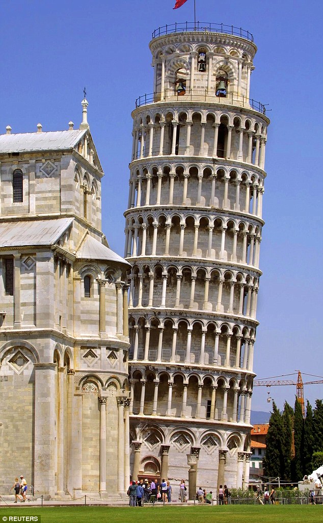 Italy's original Pisa tower is the bell tower of the city's cathedral and leans because it was built on soft ground