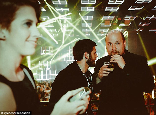 The high life: Markus 'Notch' Persson, right, at a party at the XS nightclub in Las Vegas. Persson came from the most humble and challenging of beginnings to create the world's most popular videogame