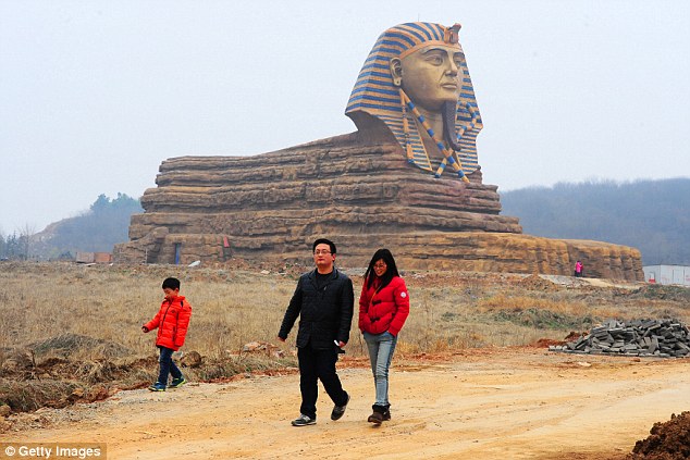 Full-size replica of the Sphinx in Chuzhou is part of a theme park but it features a full Egyptian mask