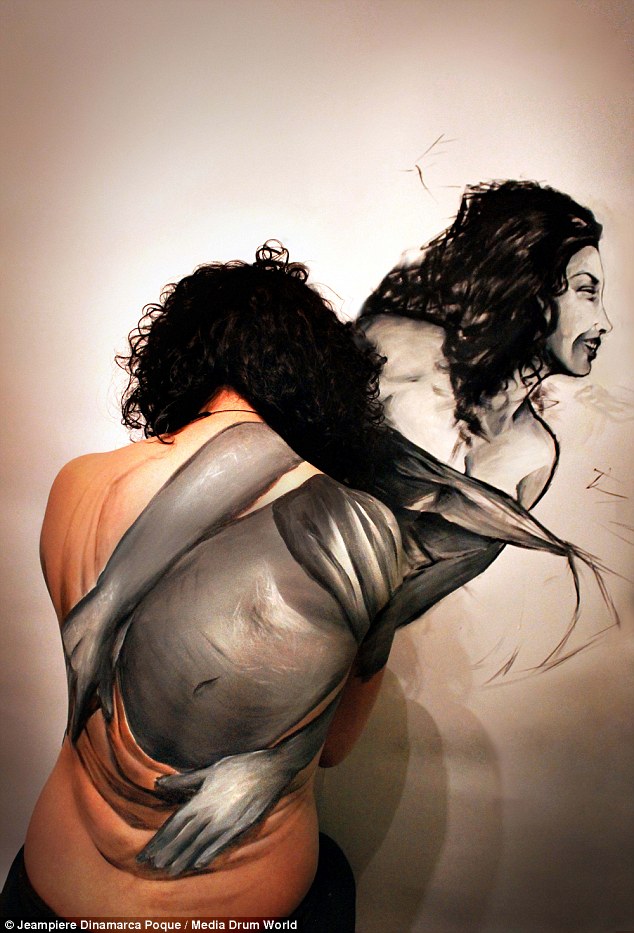 Fans gave had to do a double take at one of Jeampiere's paintings which sees a woman escaping from her body
