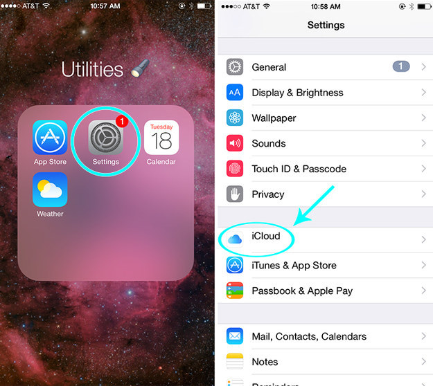 First, open the Settings app, then tap on iCloud.