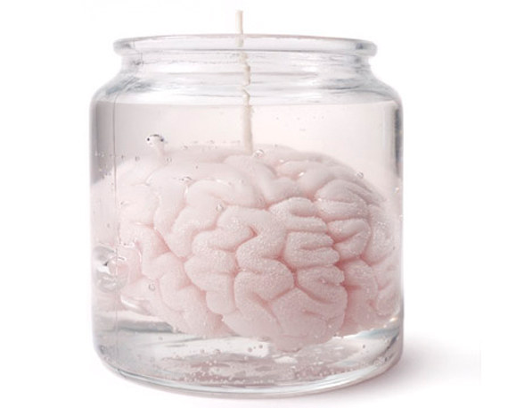 This brain in a jar candle because every time you mention zombies they're like, "Braaaaaains."