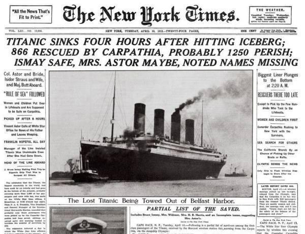 However, “The New York Times” devoted 75 pages to coverage in the first week after the sinking.