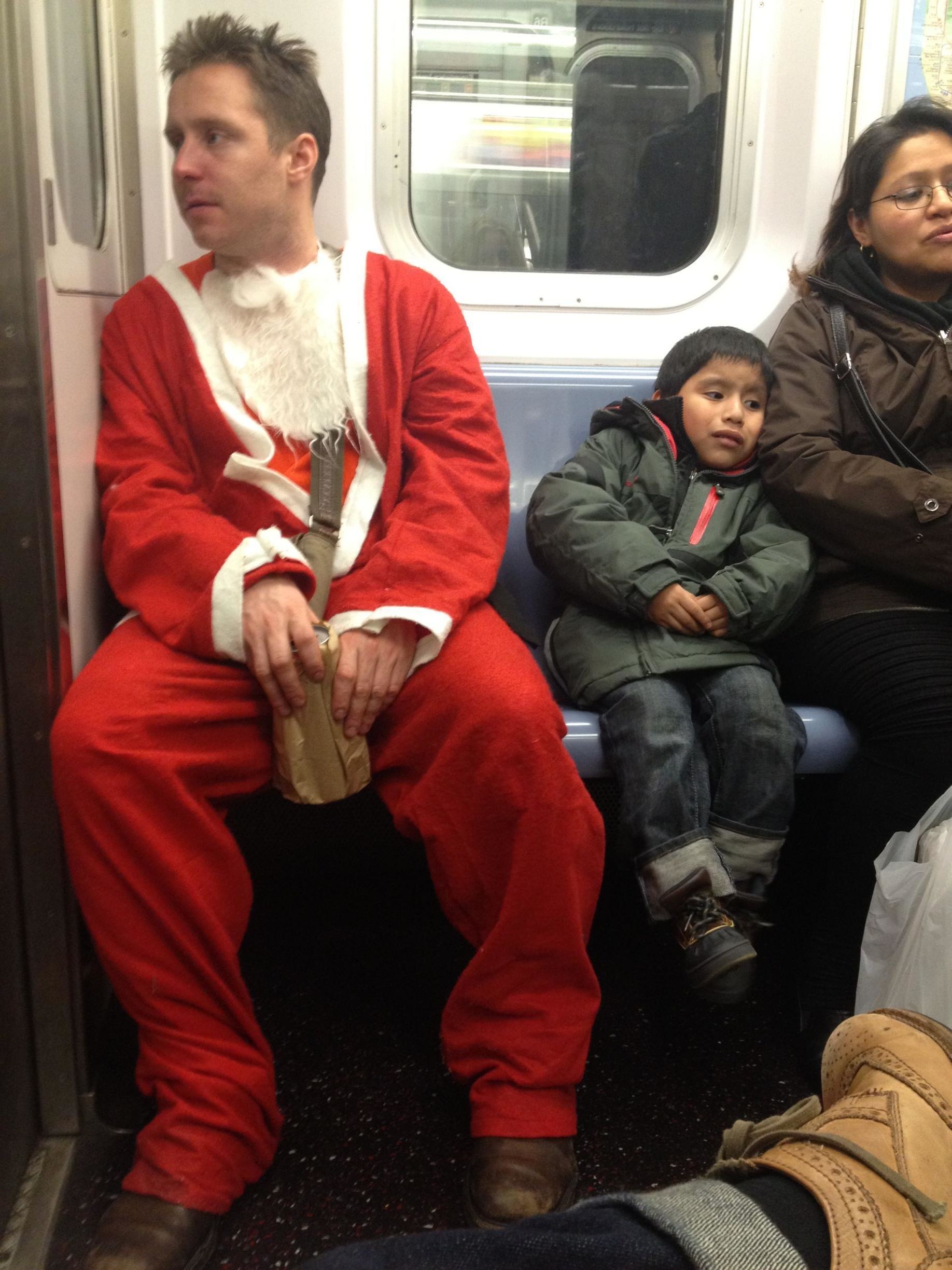 When drunk Santa scares the kids.