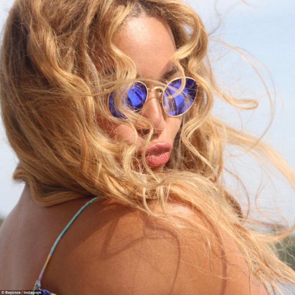 Enjoying the sea air: Beyonce (pictured) took several Instagram snaps on board the Galactica as she, Jay-Z and their daughter set sail through the Mediterranean
