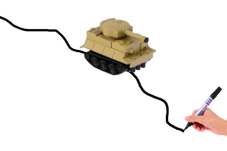 This electronic tank toy will follow the black line drawn.