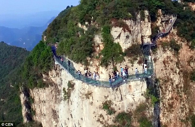 Terrified: The event yesterday left  visitors screaming on the walkway 3,540 ft high