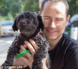 Dubbed TailTalk, the sensor attaches to a dog's tail. 'It basically combines an accelerometer and a gyroscope much like the Fitbit, but it's picking up on the way the tail is moving,' DogStar Life COO  Mike Karp (right)