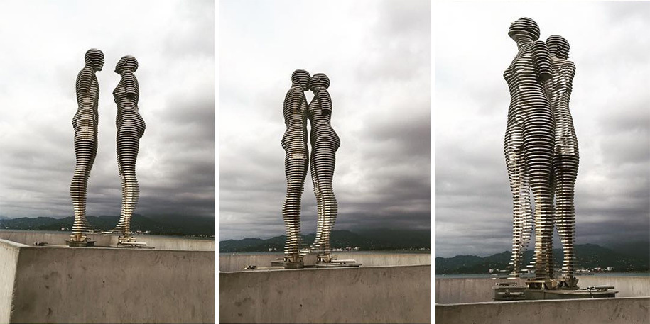 The statues are also mobile: Every day at 7pm, they move close to one another in a kiss.