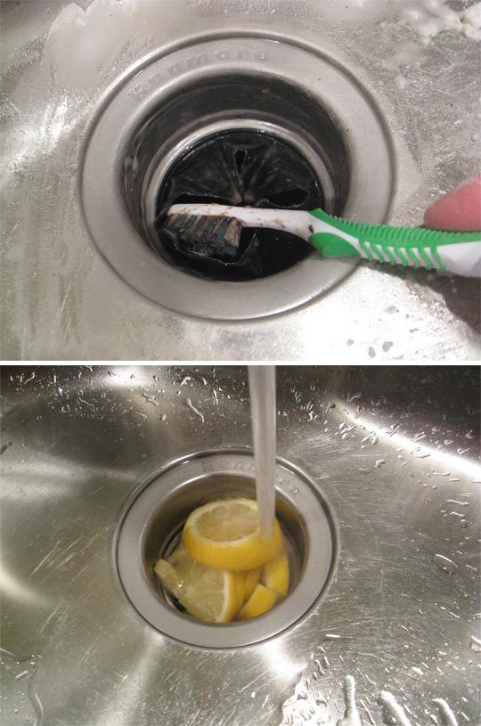 You can also use a toothbrush and lemons to fully clean your sink drain.