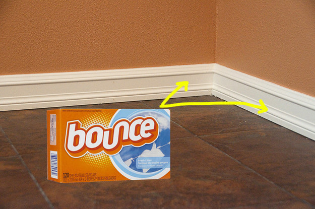 Keep your baseboards clean with dryer sheets.