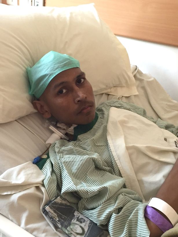 Gurmeet Singh pictured after the tumour surgery at Max hospital on October 28, 2015 in New Delhi, India