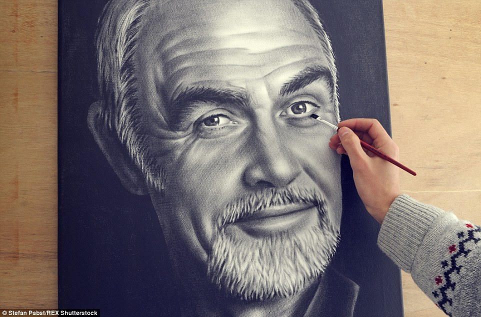 Never Say Never Again: The artist'ss photorealistic portrait of Sean Connery is so lifelike that it's hard not to believe it isn't a real image