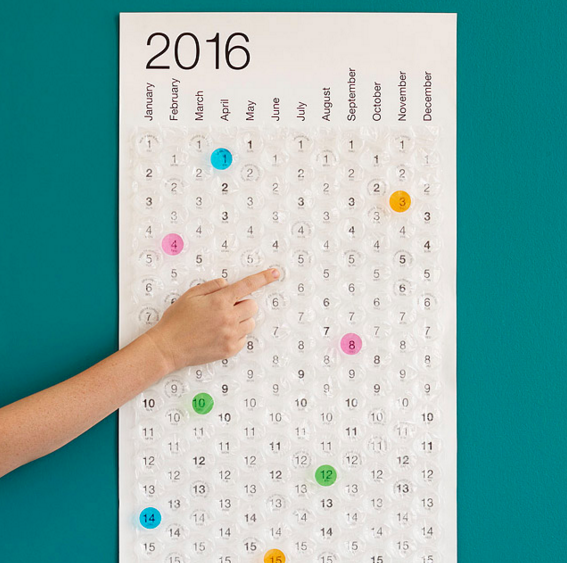 A calendar made of bubble wrap.