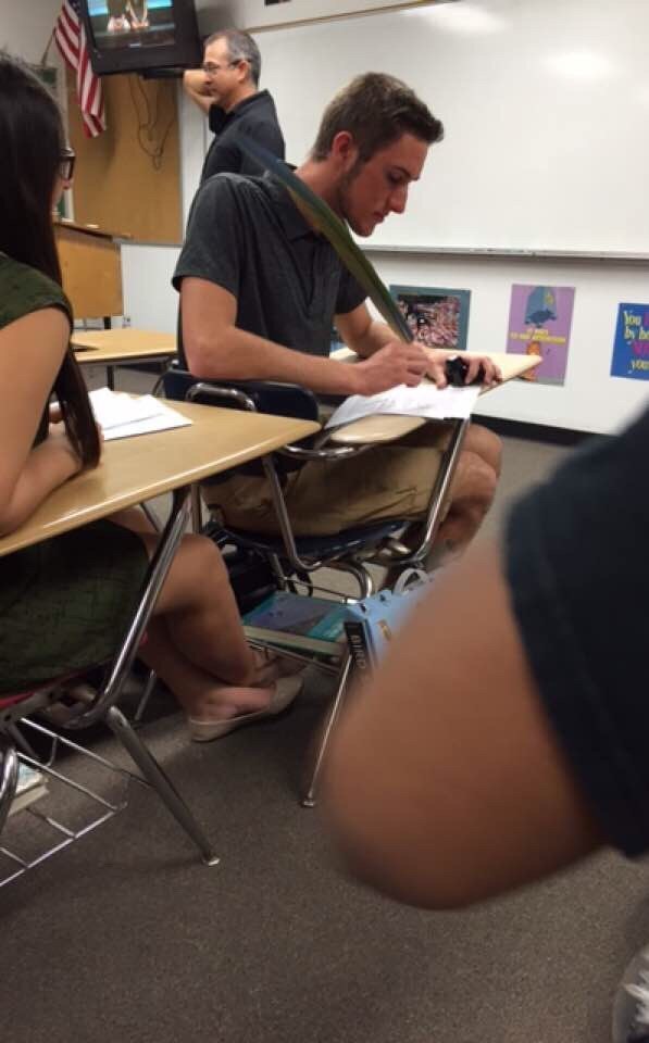 This teacher who has been asked for a pen one too many times.