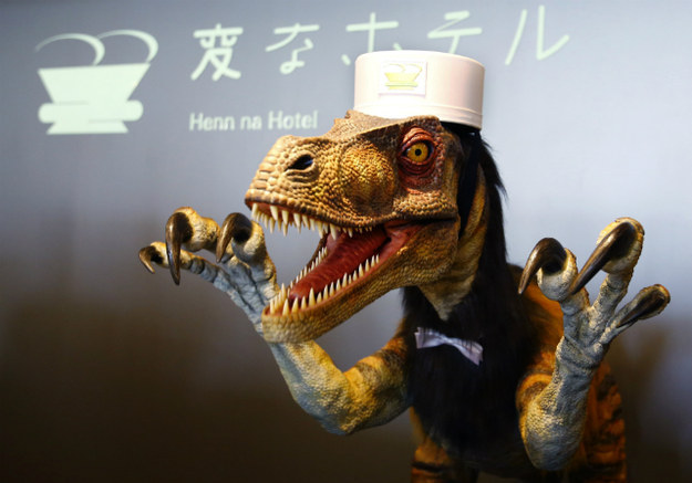 Hotels with robot dinosaur receptionists!
