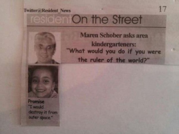 This kindergartner with a simple plan to solve all the world's problems.