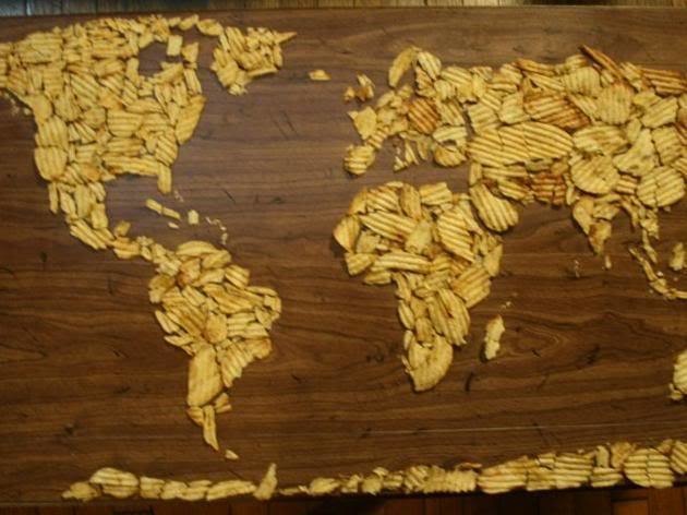 Potato chip world map.