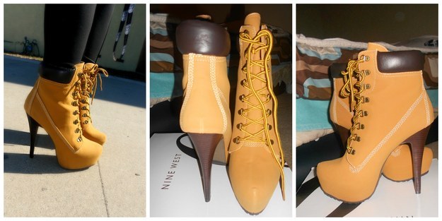 Work boot heels inspired by the ones you saw J.Lo wear in her "Jenny From The Block" music video.