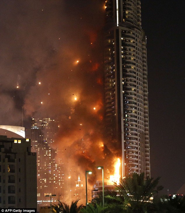 The Address Downtown caught fire, with the flames reaching up about 40 storeys of the 63 floor hotel