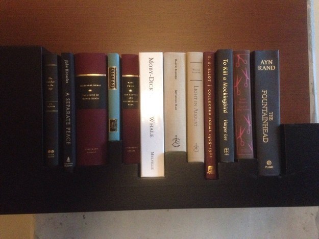 This hotel room bookshelf that was built for these exact books.