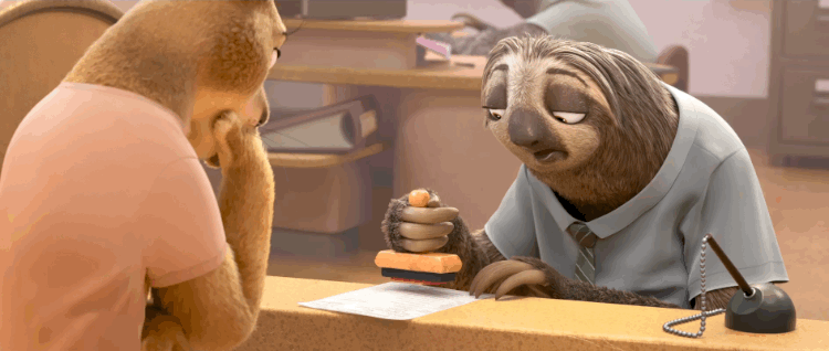 Disney Zootopia office sloth slow stamp