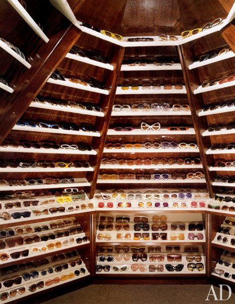 Elton John has been amassing a huge sunglasses collection since the mid seventies, so he clearly needs a closet to display them all at his English estate.
