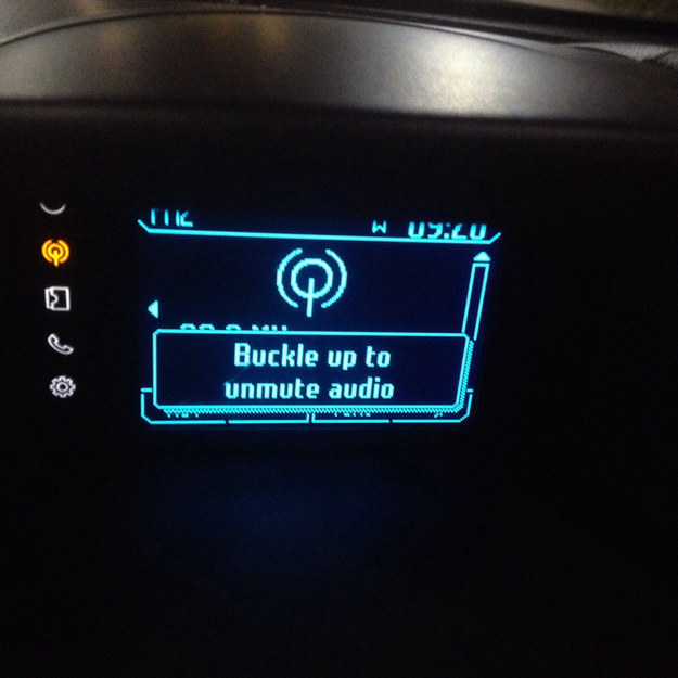 This car that won't let you listen to music until you've buckled your seatbelt.
