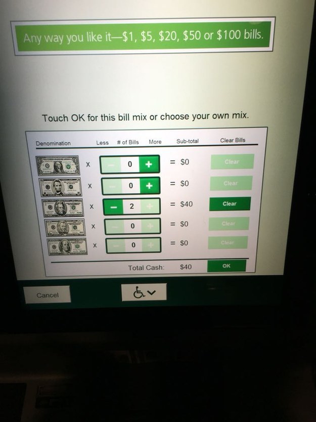 This ATM that lets you choose which bills you want.
