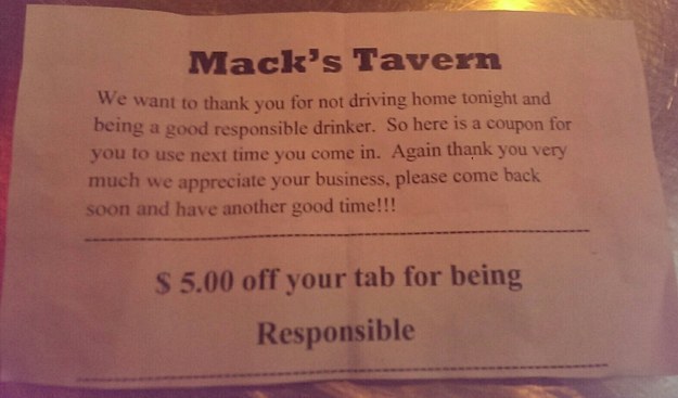 A bar that rewards patrons who leave their cars parked there overnight.